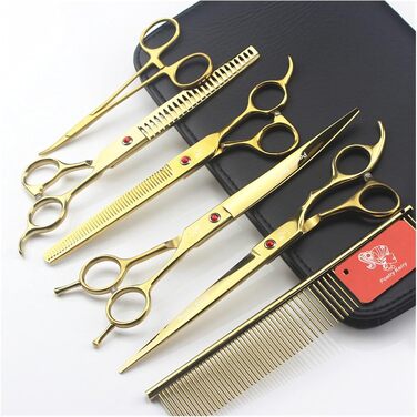 Набір професійних ножиць для грумінгу собак та котів: прямі та зігнуті моделі