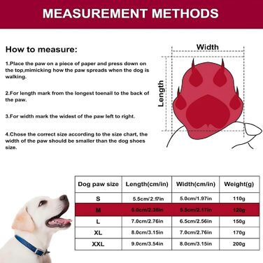 Чоботи для собак Dricar, 4 шт. Водонепроникні, антиковзні, з регульованими ремінцями. Зимові чоботи для собак середніх та великих порід для прогулянок на вулиці та в приміщенні (червоні, M)
