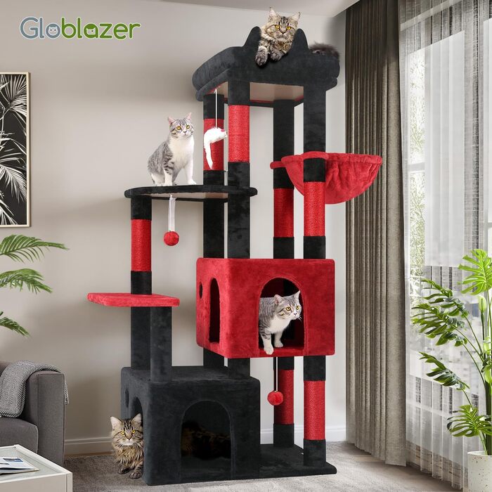 Драбина для котів Globlazer XL, Готичний стиль, сірий, 156 см, з будиночком та кігтеточками