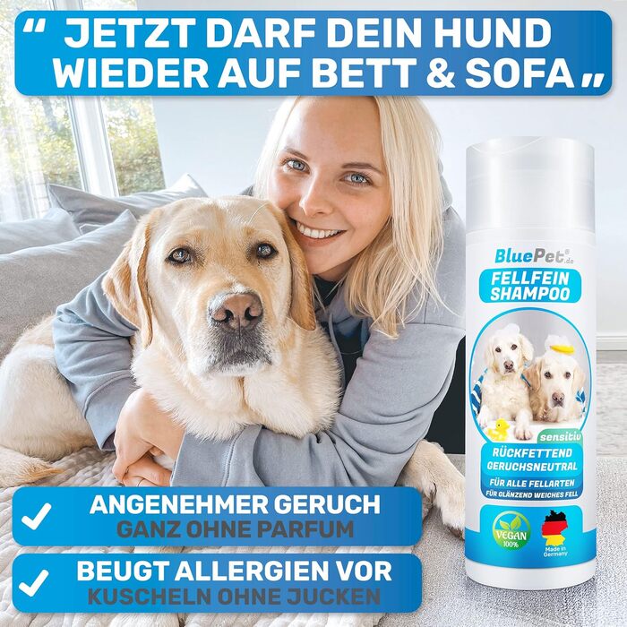 BluePet щітка для шерсті та шампунь для собак і котів з довгою шерстю, гребінець для видалення підшерстя та ковтунів, легке розчісування, догляд за шерстю