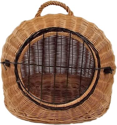 Транспортний кошик для тварин з лози, коричневий, розмір S, 45x35x44 см, знімний металевий ґрат