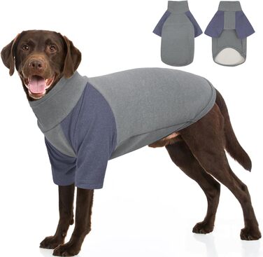 Пуловер з коміром-стійкою для собак, теплий флісовий жилет, светр для собак середніх порід, колір сірий, розмір L