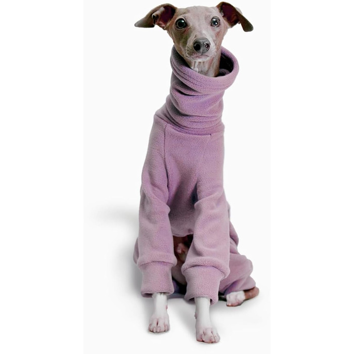 Теплий зимовий костюм для італійських грейхаундів (Whippet), фліс, цілісний, з коміром-роллером, фіолетовий, 2XL