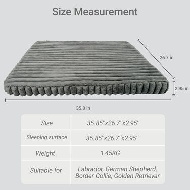 Ортопедичне ліжко для собак з ефектом пам'яті XXL, вологостійке, з неслизьким покриттям для вулиці. Знімний, пральний чохол. Ідеально для великих собак, лабрадорів та бульдогів