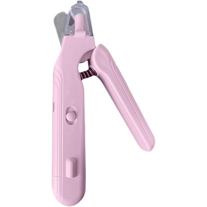 Електричний триммер для обрізки кігтів домашніх тварин 2-в-1 з LED-підсвічуванням, захисним насадком та ергономічним дизайном для собак та котів (рожевий)