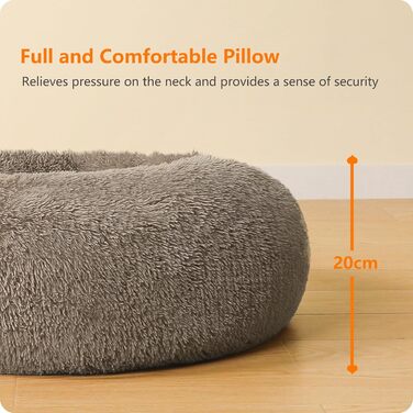 Ортопедичне ліжко для собак, круглий лежак, софа для собак та котів, донат, м'який кошик для собак, прання, 100 см Ø, верблюжий колір, L 100 x W 100 x H 20 см, верблюжий колір