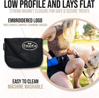 Сумка для ласощів WoofHoof для собак та котів, магнітна, з кліпсою для ременя, чорно-синя, професійна якість