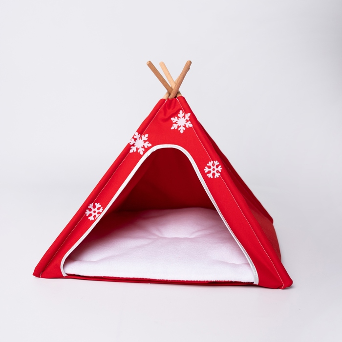 Святковий будиночок для котів та собак, XL 55x55 см, червоний