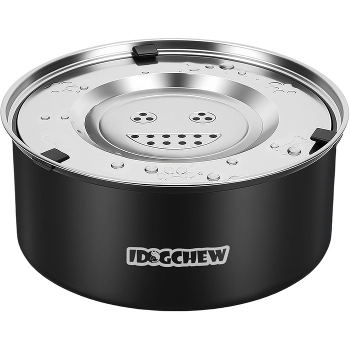 Миска для собак IDOGCHEW 3L з нержавіючої сталі, проти проливання, з антиковзним дном, чорна
