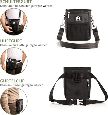 Мішок для ласощів для собак - міцний та водовідштовхуючий аксесуар для прогулянок та тренувань (чорний, Black Edition)