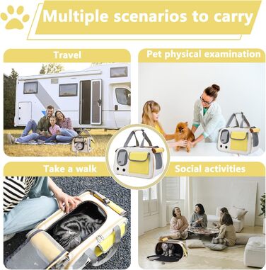 Транспортна переноска для котів та собак, складна, легка та міцна, сертифікована для авіаперевезень, з дихаючою сіткою та надійними застібками, ідеальна для подорожей (зелена)