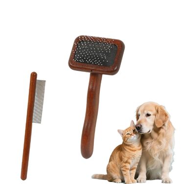 Щітка для тварин: котяча та собача, для короткої та довгої шерсті, з ергономічною ручкою, підшерсткова щітка (маленька)