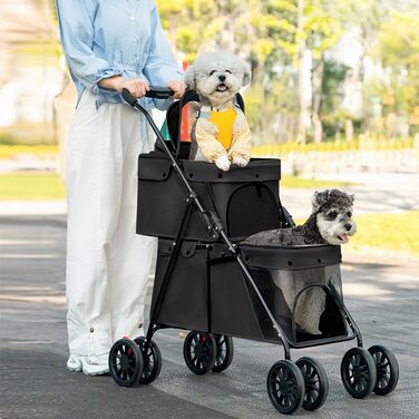 Візок для собак Homewell 2в1: Buggy з платформою та переносна сумка, чорний (67x50x95 см)