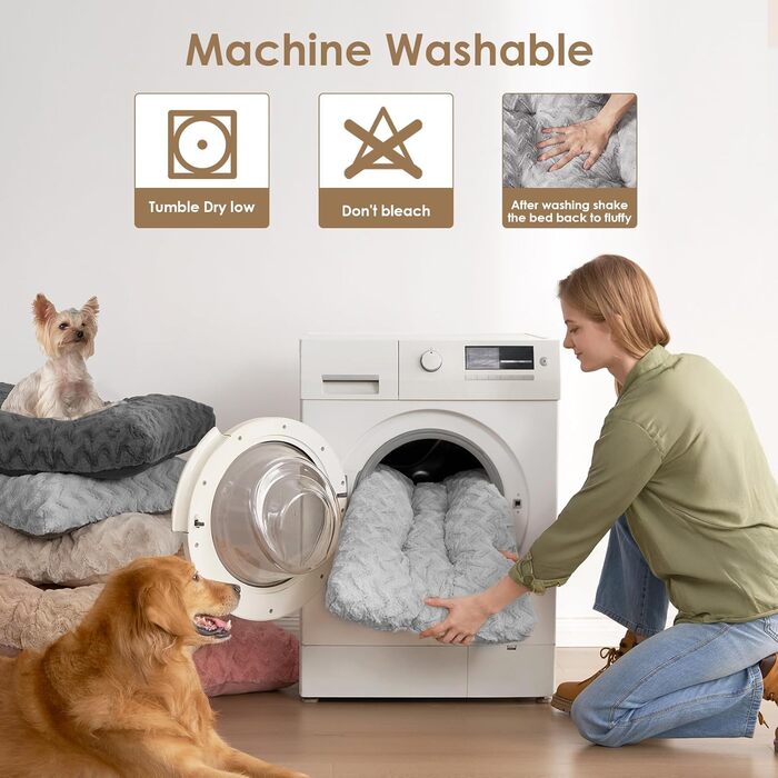 Килимок для собак великих порід, 104x68 см, XL, з штучним хутром та льоном, сірий, 104 x 68 x 10 см