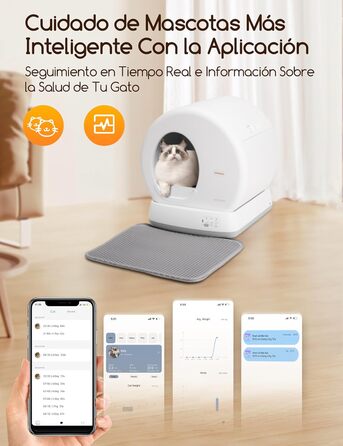 Автоматичний лоток для котів MeoWant з самоочищенням, з пульт керування, антибактеріальний, для великих та кількох котів, з килимком, нейтралізатор запаху