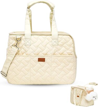 LCUHAVA Сумка-переноска для собак маленьких порід, до 5 кг, 41 x 30 x 18 см, складана, дихаюча, з ременем безпеки, для собак, кроликів, котів