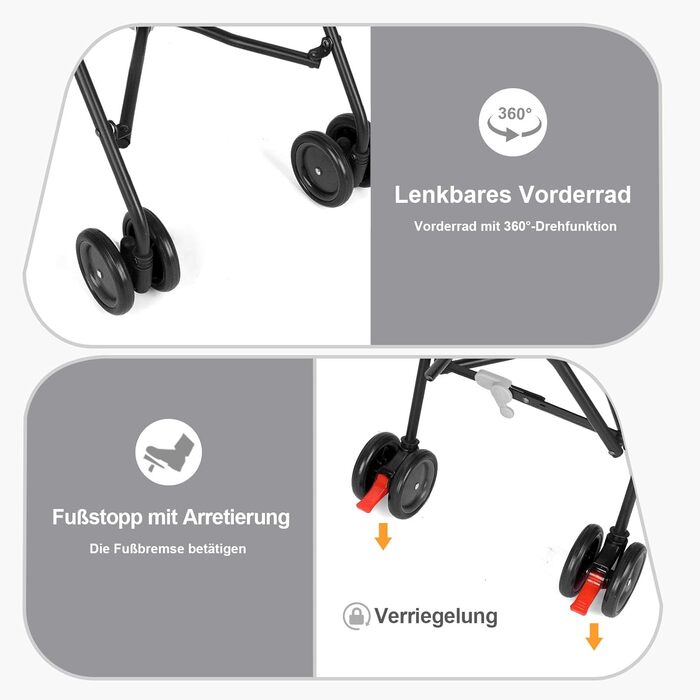 Візок для собак Hundebuggy: легкий, складаний, для собак вагою до 9 кг, з кошиком та тримачем для напоїв, темно-зелений (сірий)