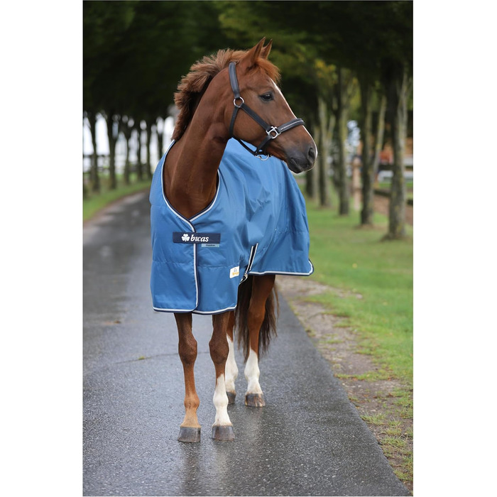 Водонепроникна поводовкова накидка для коней Marengos by Bucas Freedom Turnout 600D з підкладкою та перехресними ременями, Navy/Beige, 155 см