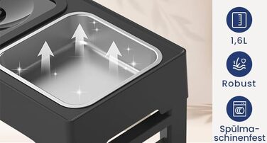 Підвищена годівниця для собак 2-в-1 з регулюванням – годівниця та миска для води без обливання, чорна. BWL-PSA-ADJ-2IN1-BLK