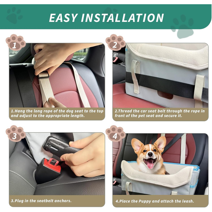 Автокрісло для собак, кошик для собак у машину, водовідштовхувальне, складане з фіксатором, для маленьких собак до 8 кг, на передні та задні сидіння (світло-сіре)