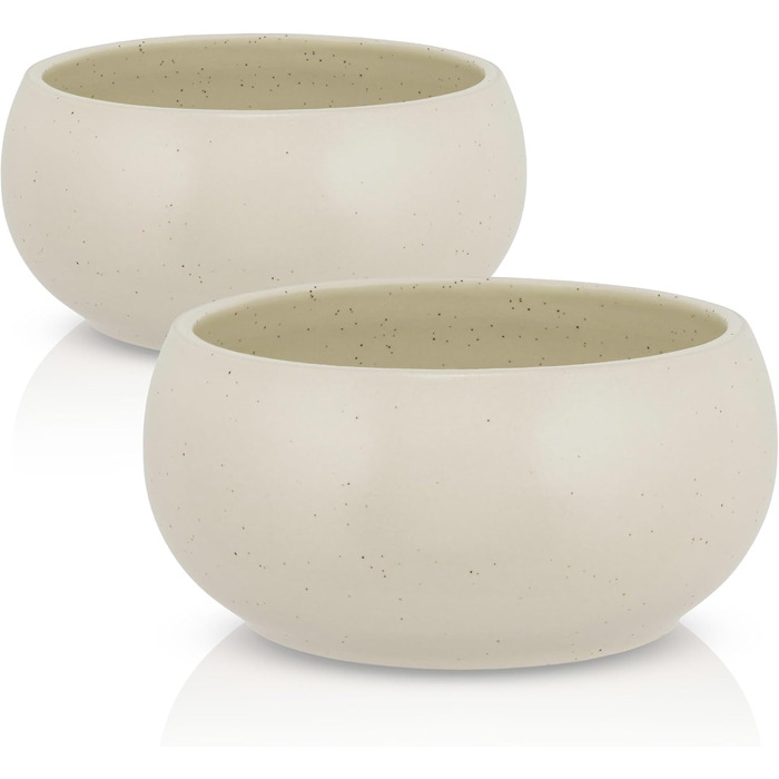 Набір мисок для собак середніх та великих порід hej.mo | 2 шт. діаметром 20 см, об'ємом 1,8 л | Кераміка, миється в посудомийній машині, стійкий до подряпин та укусів | Fressnapf та Wassernapf | Кремовий колір