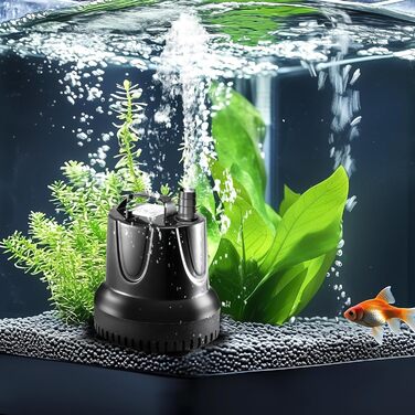 Занурювальний водяний насос для акваріума 75Вт 4500 л/год з 4 насадками, тиха помпа для фонтану, ставка, гідропоніки