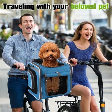 Корзина для собак на велосипед, складна та розширювана, 4-в-1, з сітчастими віконцями та захистом від дощу, для котів та собак до 10 кг (Блакитна)