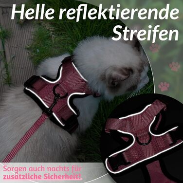 Шлейка для кота Rabbitgoo з повідком, м'яка шлейка для кота, шлейка-жилет для кота, безпечна та регульована, рожева, XS (1 шт.)