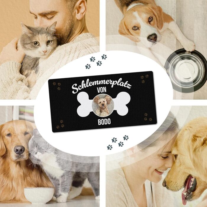 Персоналізована килимок для годування собак з іменем та фото - Royal Print, 80x40 см, миючий, неслизький