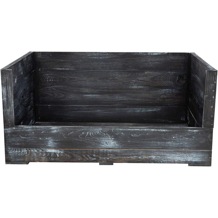 Собаче ліжко Kistenkolli Altes Land Balu з дерева з подушкою, корзина для собак, лежанка, вінтажний диван для собак, білий (90x57x45 см, Shabby Schwarz)