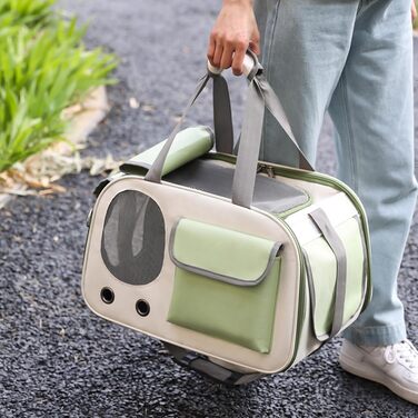 Складана переноска для собак та котів, зелена. Підходить для малих та середніх порід
