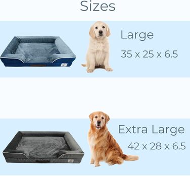 Ортопедичне ліжко для собак великих порід, вологостійке, з Memory Foam, знімний чохол, антиковзаюча підставка (XL, сірий) 89 x 64 x 17 см