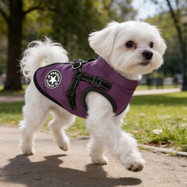 Водонепроникний собачий плащ з ніжками, теплий зимовий плащ для собак, куртка для собак з отвором для шлейки, середній розмір (Lila M)