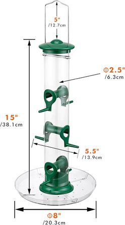 Годівниця для птахів iBorn з піддоном, 38 см, зелена