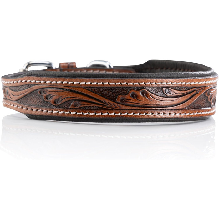 Нашийник для собак Джек Рассел з натуральної шкіри буйвола, ручної роботи, Talia (XL, 46-58 см)