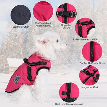 Зимова куртка для собак з наповнювачем та поясом - (XS, Кораловий)