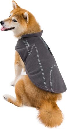 Тепла флісова куртка для собак VIVAGLORY Cozywrap Wintermantel, з отвором для шлейки, відбиваючі елементи, регульована, сірого кольору, XXS (обхват грудей 29-40 см)