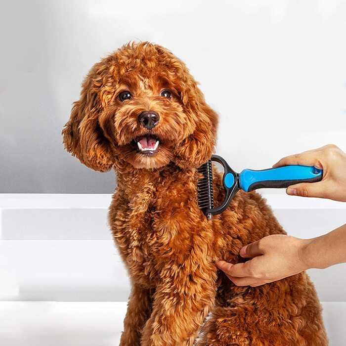 Набір для догляду за шерстю собаки: щітки, гребінці для видалення підшерстка, розплутування та вичісування (рожевий, блакитний)