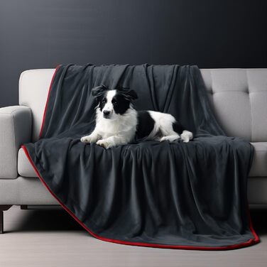 Водонепроникна ковдра для тварин Bedding Aid 102x152 см, універсальна для собак і котів, червоно-чорна, для дивану, м'яка флісова покривало