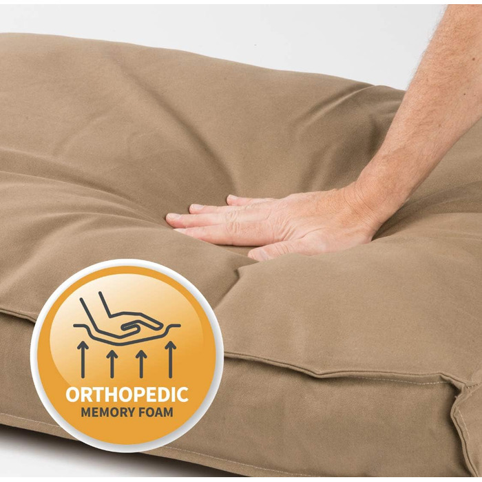 JAMAXX Преміум подушка для собак - ортопедична, з піною з пам'яті, знімний водонепроникний чохол, собаче ліжко з канвас-чохлом PDB1007 (S) 65x50 (L 90 x 70 x 15 см, кофейно-коричневий)