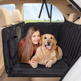 Trivlpet Автогамак для собак на заднє сидіння з жорсткою основою, водонепроникний, товстий наповнювач, захист сидіння для авто, пікапів і SUV, чорний