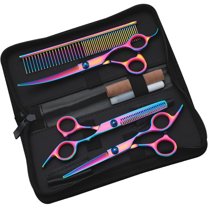 Набір для грумінгу собак, професійний, з нержавіючої сталі, безпечні кругові кінчики, 7-в-1, для собак та котів