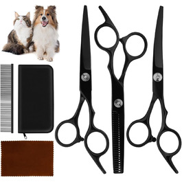 Професійний набір ножиць для собак 6 в 1: 6,6' - набір для стрижки шерсті собак, котів та інших тварин (чорний)