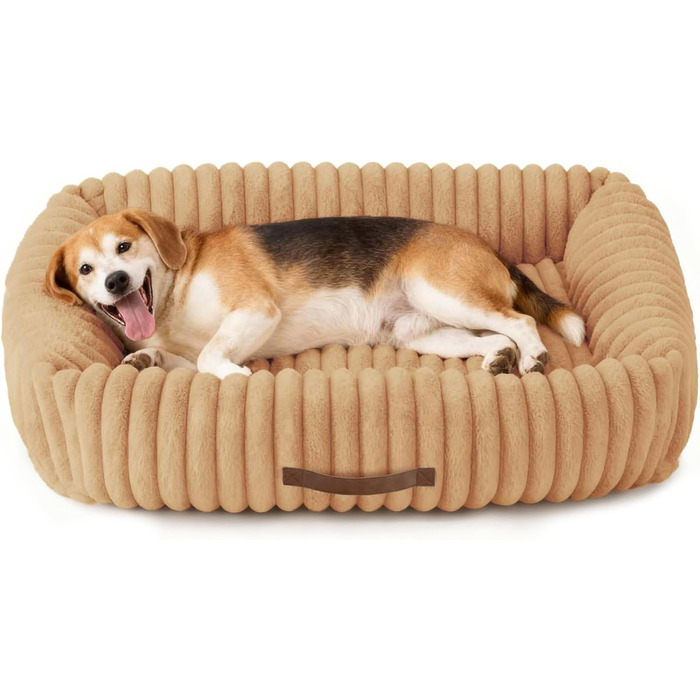 М'який ортопедичний лежак для собак великих порід, лежанка для собак, знімний килимок, лежанка-софа для собак з ручками, лежанка для домашніх тварин (Warmsand, 92*69*20 см) L