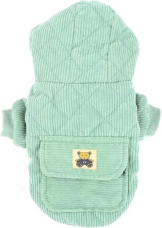 Зуена теплий зимовий одяг для маленьких собак, м'який корд, бавовна, утеплений капюшон, тепла куртка для цуценят, теплий одяг для чихуахуа, зелений XL