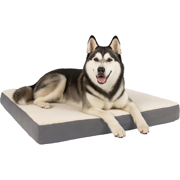 Ортопедичне ліжко для собак Petmaker, 2-шарове, з Memory Foam, для великих собак до 45 кг, сірого кольору, розмір L (112 x 89 x 12 см)