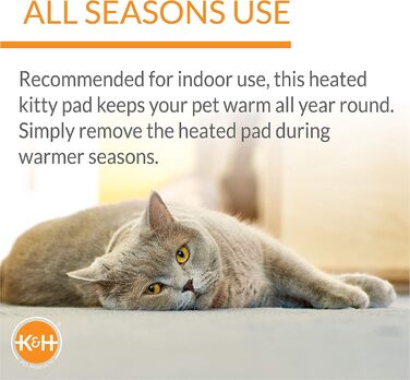 K&H PET PRODUCTS Thermo-Kitty Bett Deluxe – електричне лежанка для котів, для дому, з підігрівом, світло-коричнева з леопардовим візерунком, 50,8 см