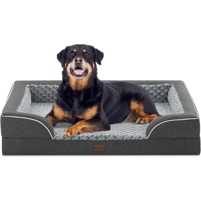 Ортопедичне собаче ліжко XXL, водовідштовхувальне, з memory foam, для великих собак, 134 x 107 см, неслизьке дно, зручна лежанка з пінополіуретану, темно-зелене (45 x 35 см, сіре)