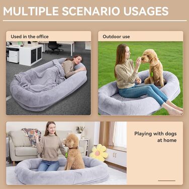 Ліжко для собак великих порід, 160 x 93 x 27,9 см, з м'яким бортиком, знімним чохлом, вологостійким вкладишем та додатковою ковдрою. Миється, розкішне, пухнасте ліжко для комфортного сну.