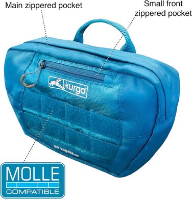 Фляга для собак Kurgo RSG, знімний чохол, сумісна з MOLLE, кріплення для службового нашийника, блакитна. Один розмір підходить для всіх (сумка на сідло, чорна)
